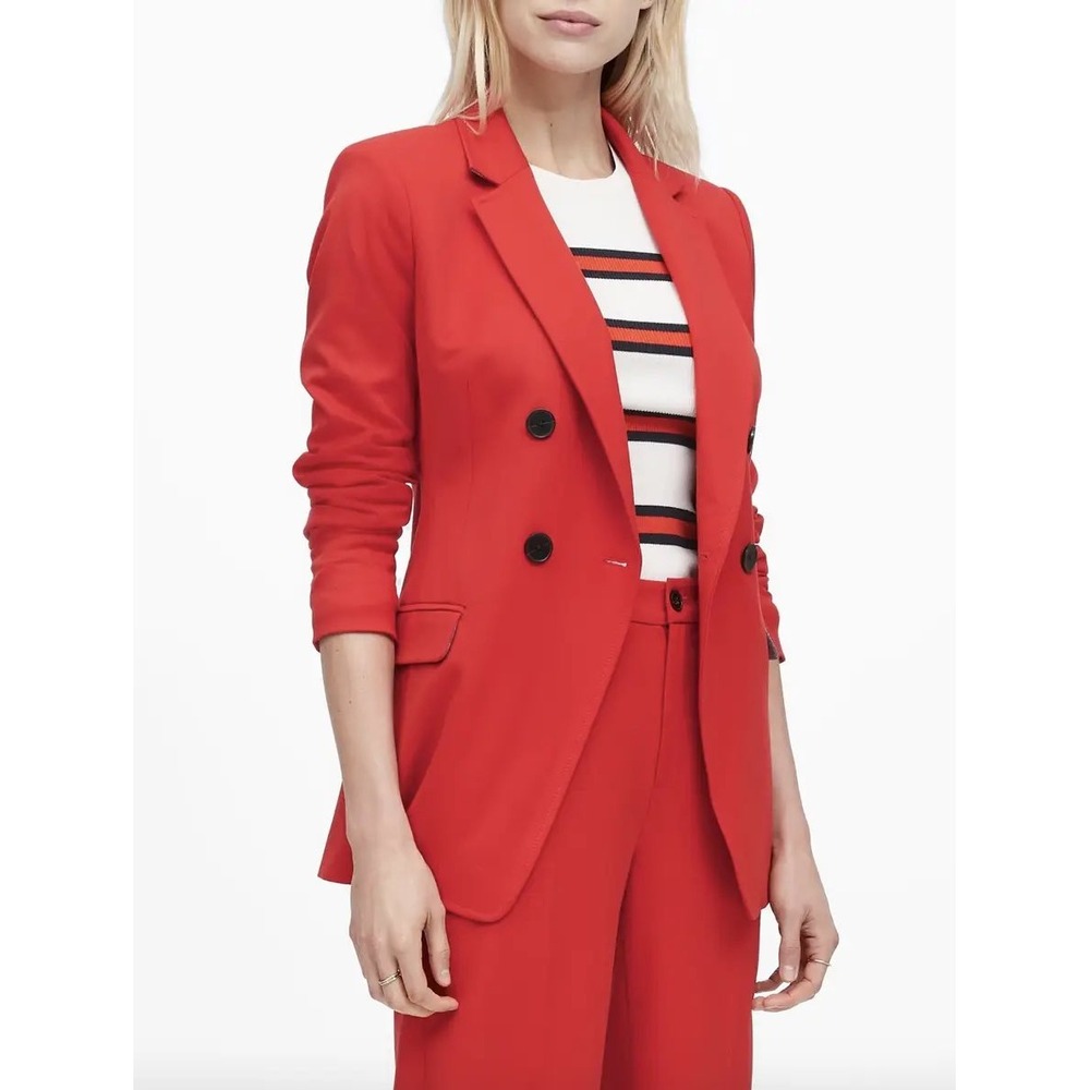 Banana Republic Cadet Double Breasted Blazer Ultra Red 518372-00 Womens 8 NEW